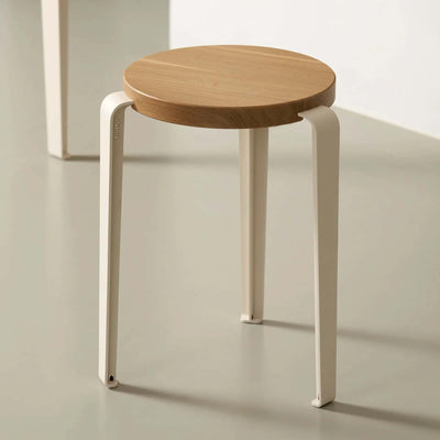 Tiptoe Lou stool, oak/cream white
