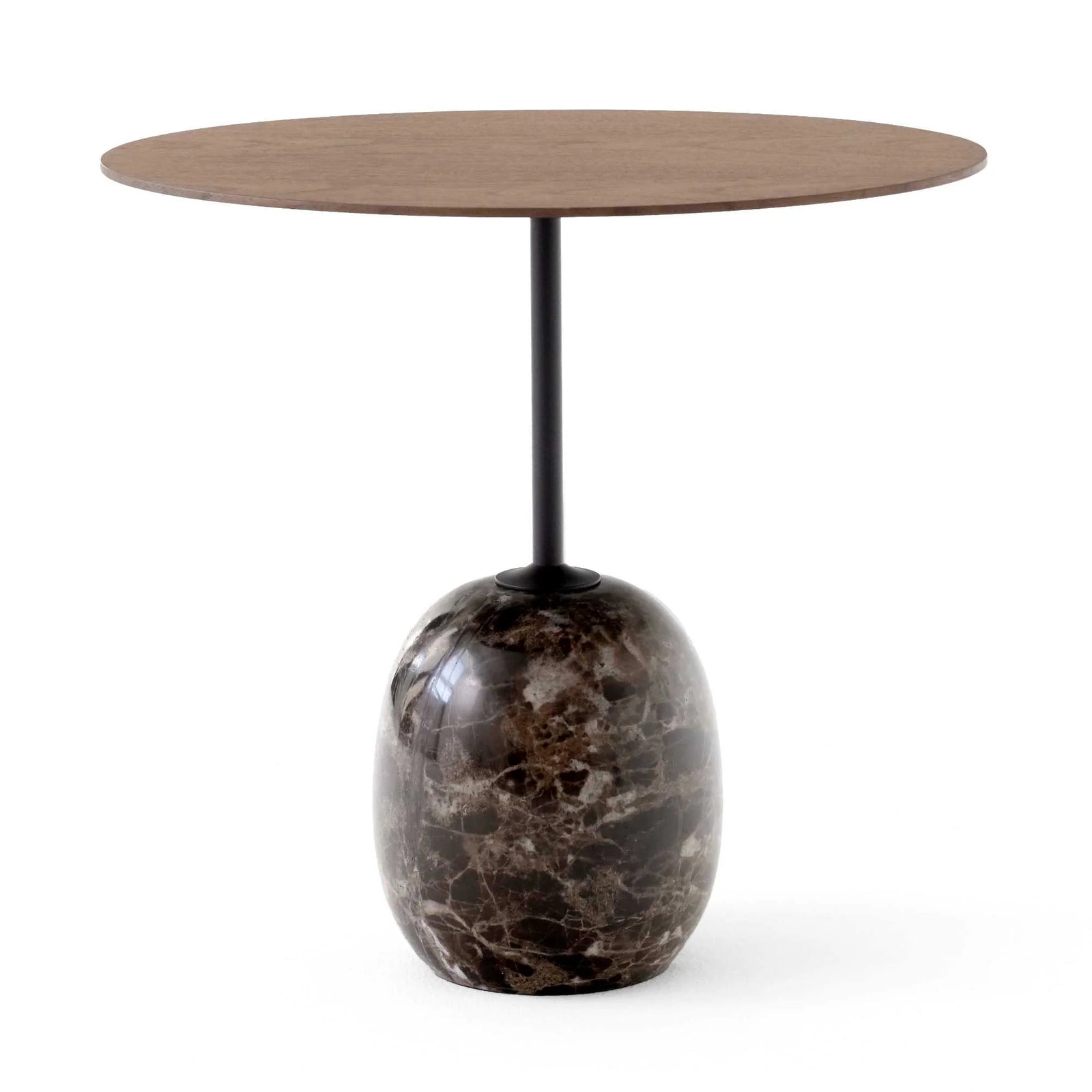&Tradition Lato LN9 oval side table, lacquered walnut/emparador marble