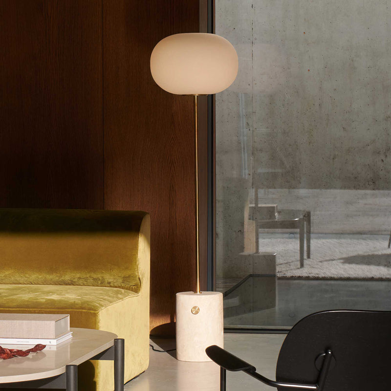 Audo Copenhagen Jwda floor lamp, traventine brushed brass