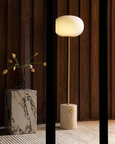 Audo Copenhagen Jwda floor lamp, traventine brushed brass