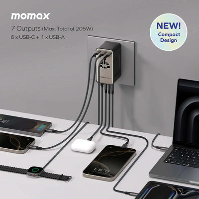 Momax 1-World² 205W 7-port dual ac travel adapter