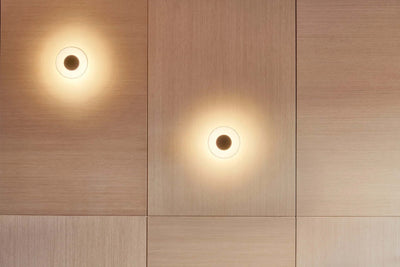 Marset Aura LED Wall Light with canopy, transparent smoked