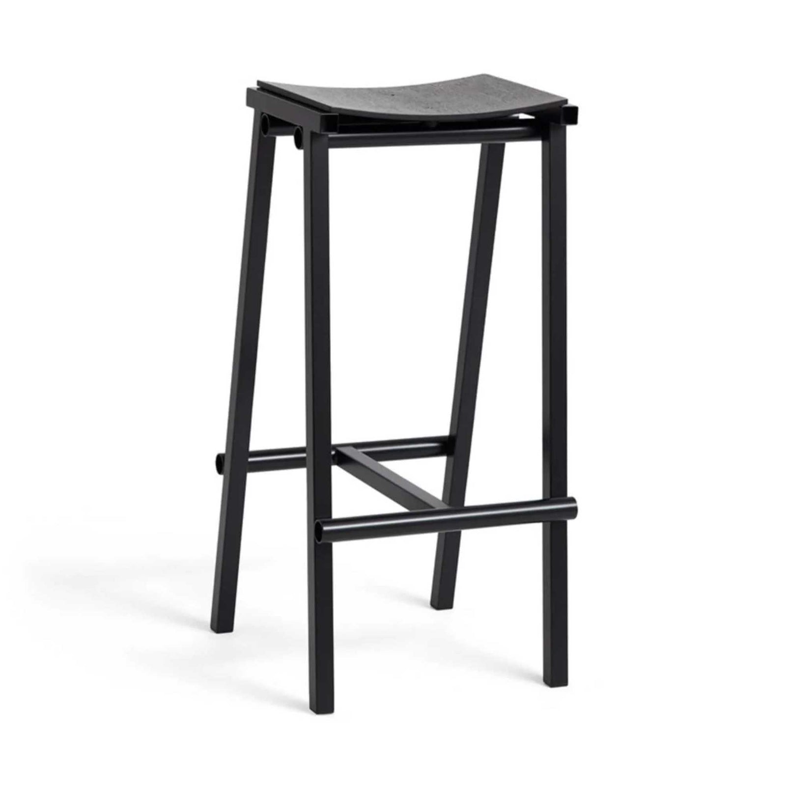 Muuto Fiber Bar Stool Tube Base With Back Rest, black/black (75 cm) -  HOMELESS.hk