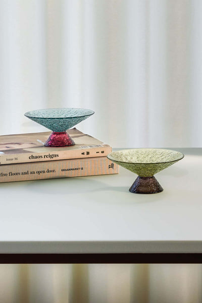 Hubsch Bonbon glass bowl medium, blue/red