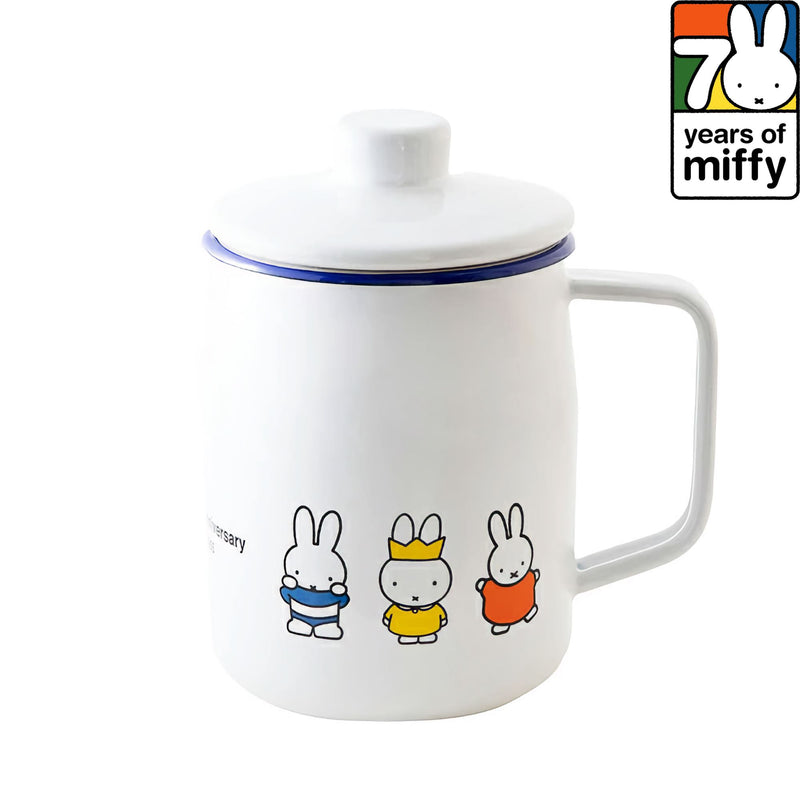 Fuji-horo x Miffy enamel kitchenware mug with lid