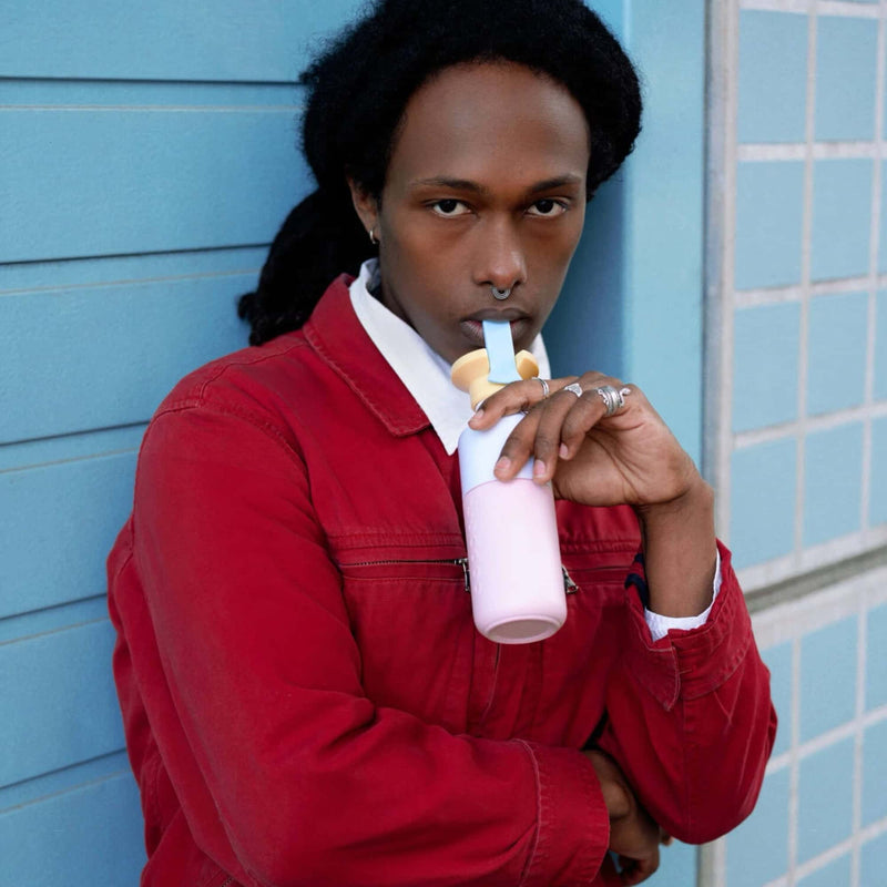 Dopper Steel x Flip Straw bottle 350ml, sunny sorbet