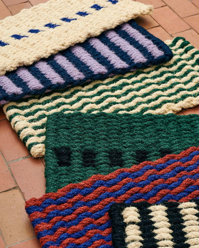 Hay Coco doormat, stripe wave dark green/white