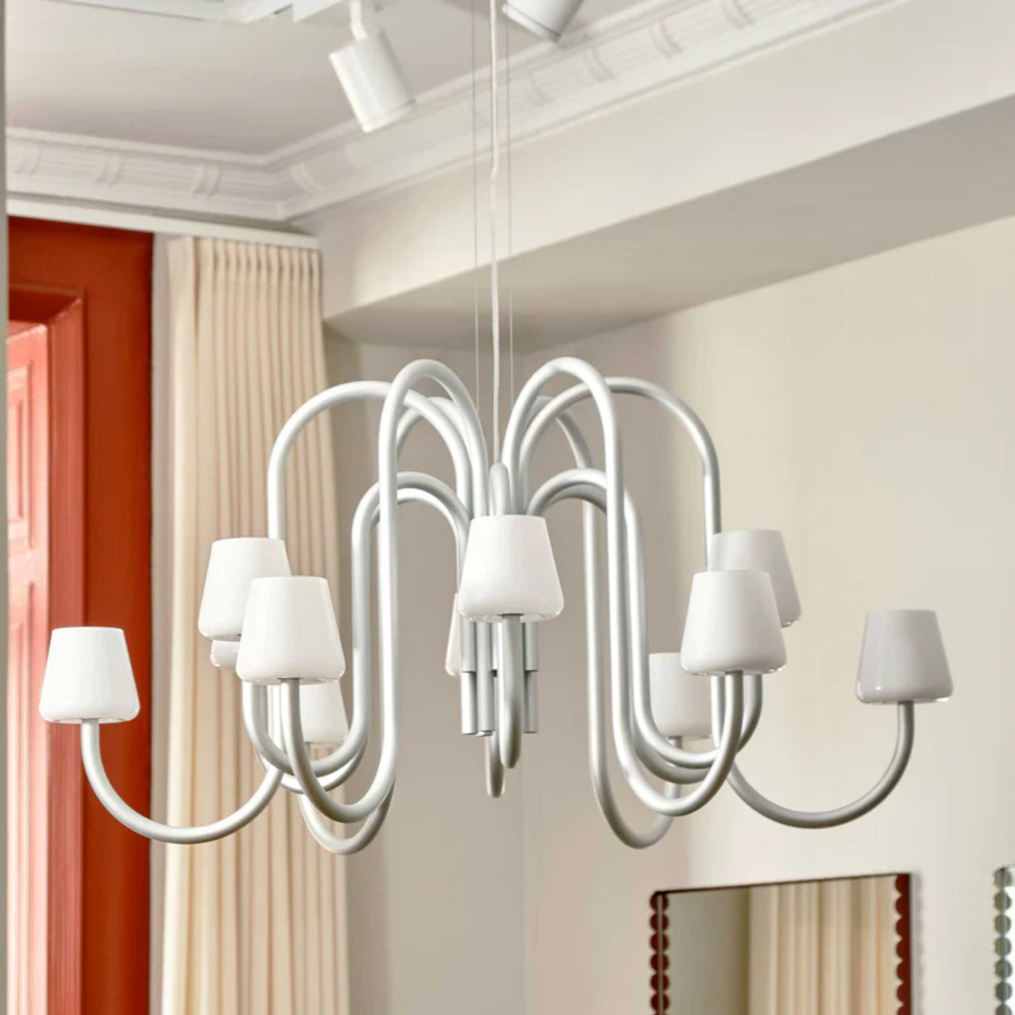 Hay Apollo chandelier 1065 (twelve arms), white opal glass