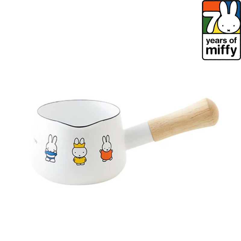Fuji-horo x Miffy enamel kitchenware milk pot with wood handle
