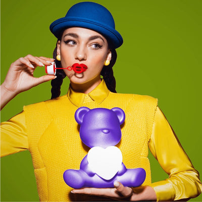 Qeeboo Teddy Love XS rechargeable lamp, blue violet