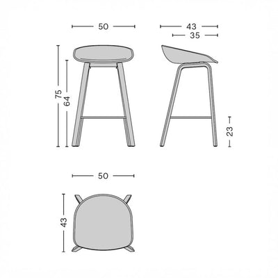 Refurbished | HAY AAS32 counter stool (65 cm), Melange Cream/Water-base lacquered Oak