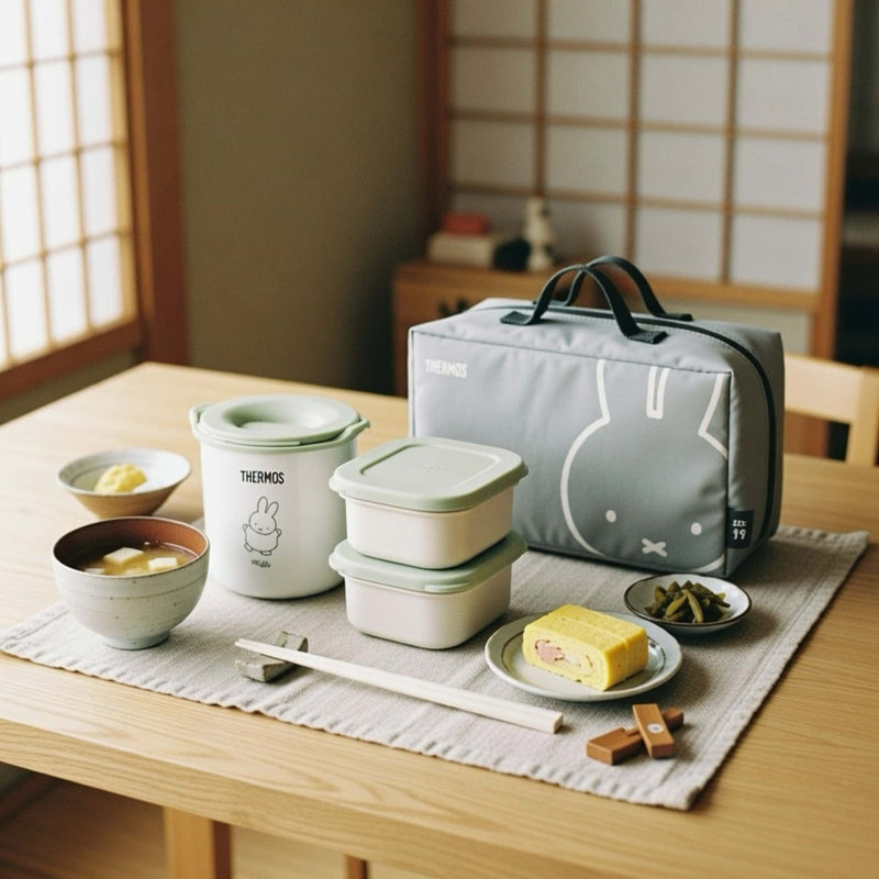 Miffy Green thermos insulated lunch box set with pouch