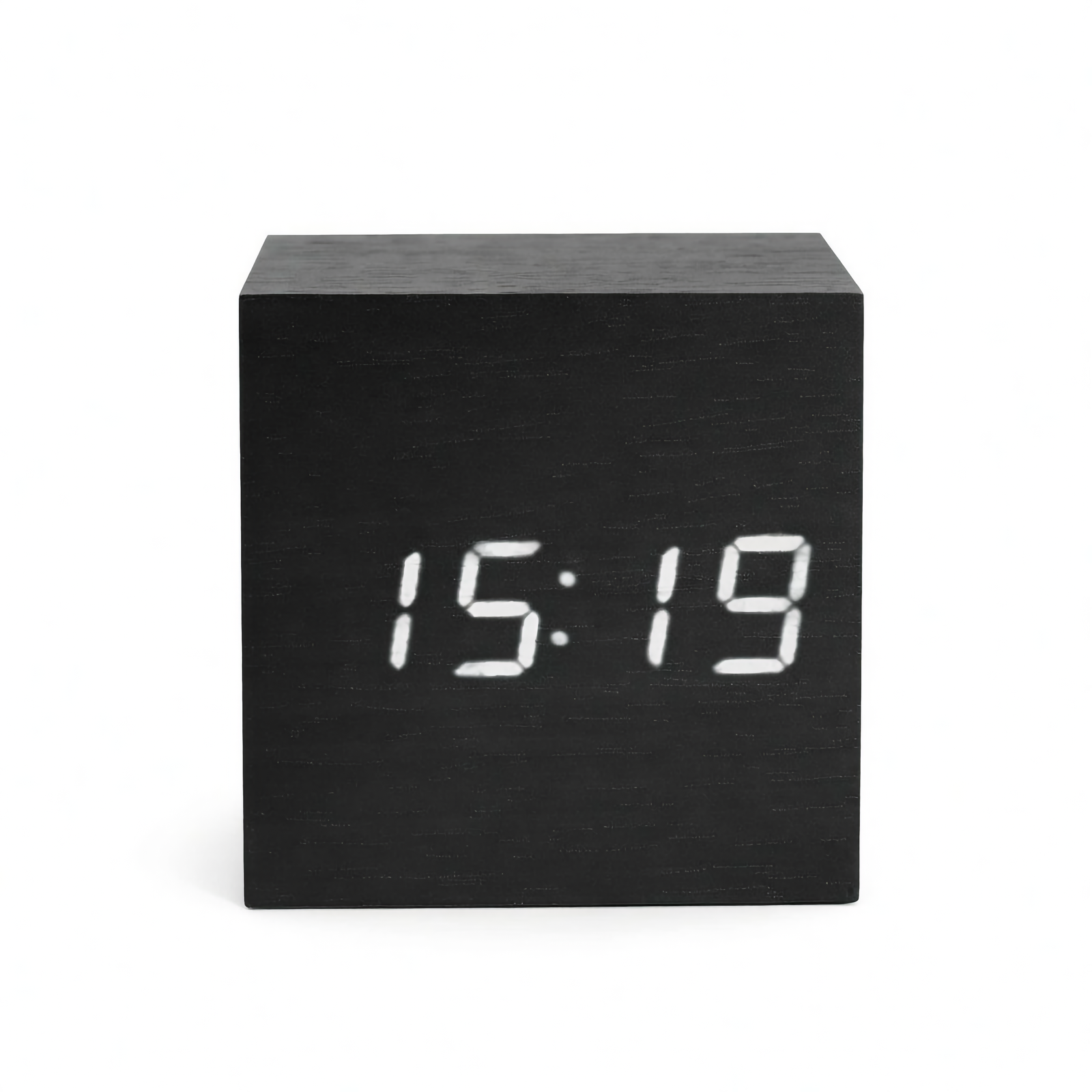 Gingko Cube Click table clock, black/white led