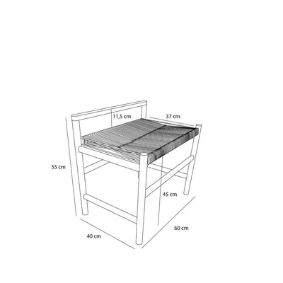 Hubsch Heritage bench small, light grey