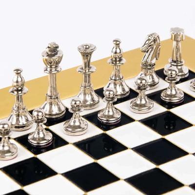 Manopoulos Classic Metal Staunton Chess, gold/silver