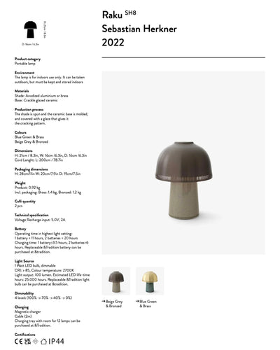 &Tradition Raku SH8 rechargeable lamp