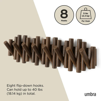 Umbra Picket 8 wall hook, aged walnut