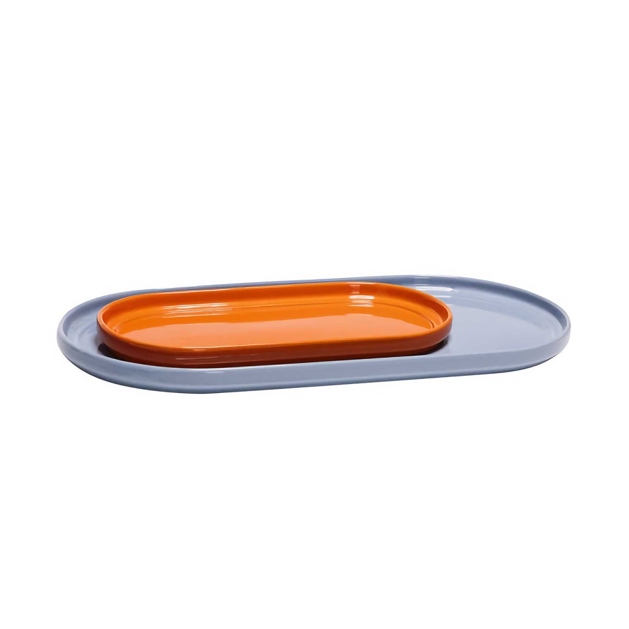 Hübsch Amare Serving Trays Light blue/Orange (set of 2)