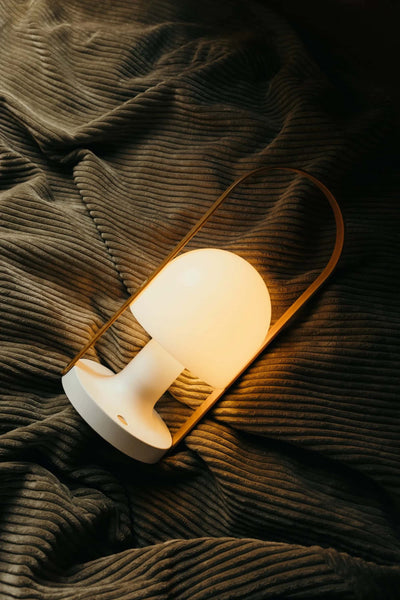Marset FollowMe rechargeable lamp, glossy white/oak