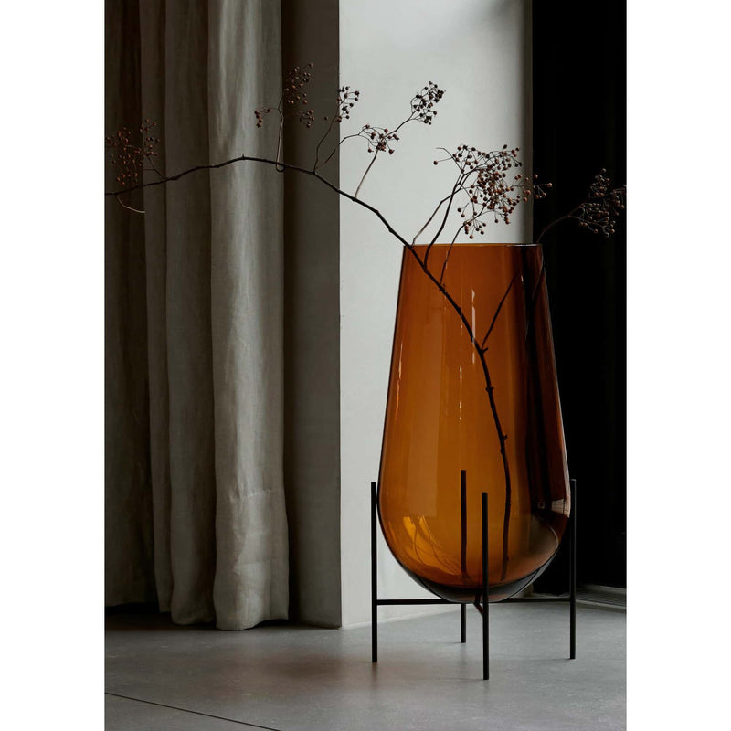Audo Echasse vase small, amber/bronzed brass