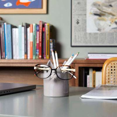 Balvi Cat pen and eyeglasses holder, gray