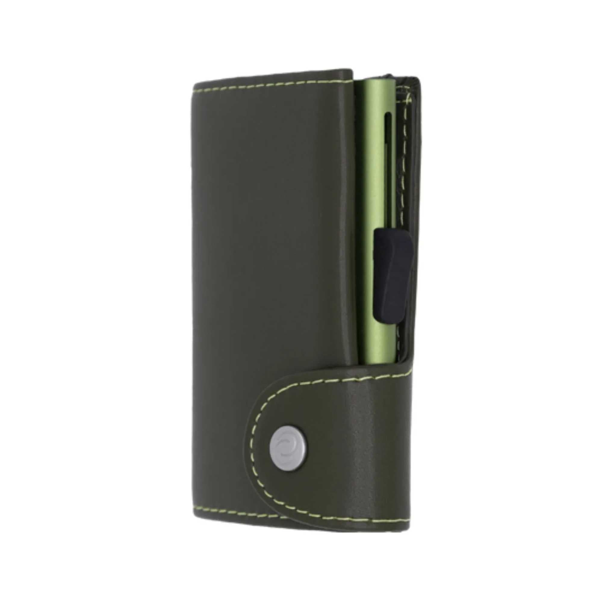 C-Secure RFID Blocking Card-Wallet, olive Italian leather