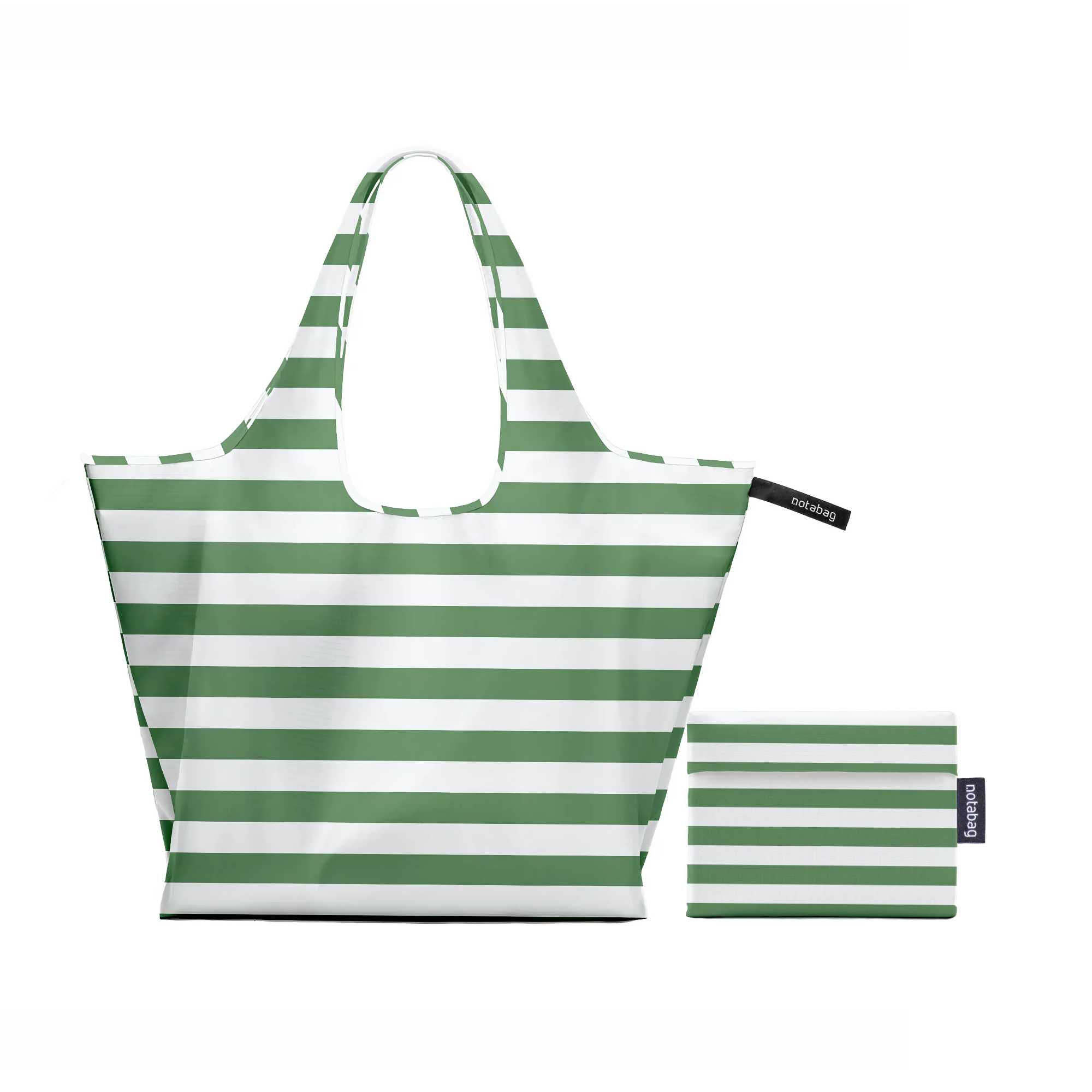 Notabag Foldable Tote, Olive Stripes