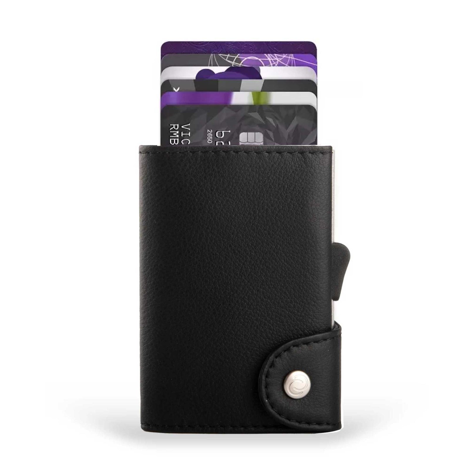 C-Secure RFID Blocking Card-Wallet, black Italian leather