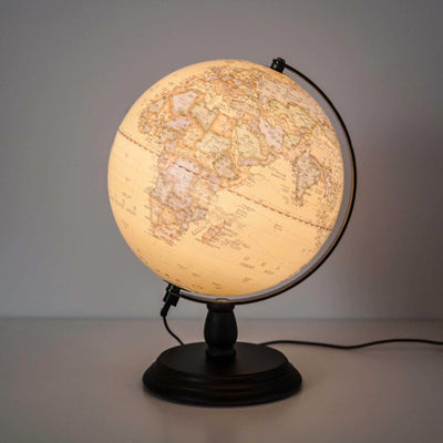 WoodGlobe Antique Map globe lamp 10"