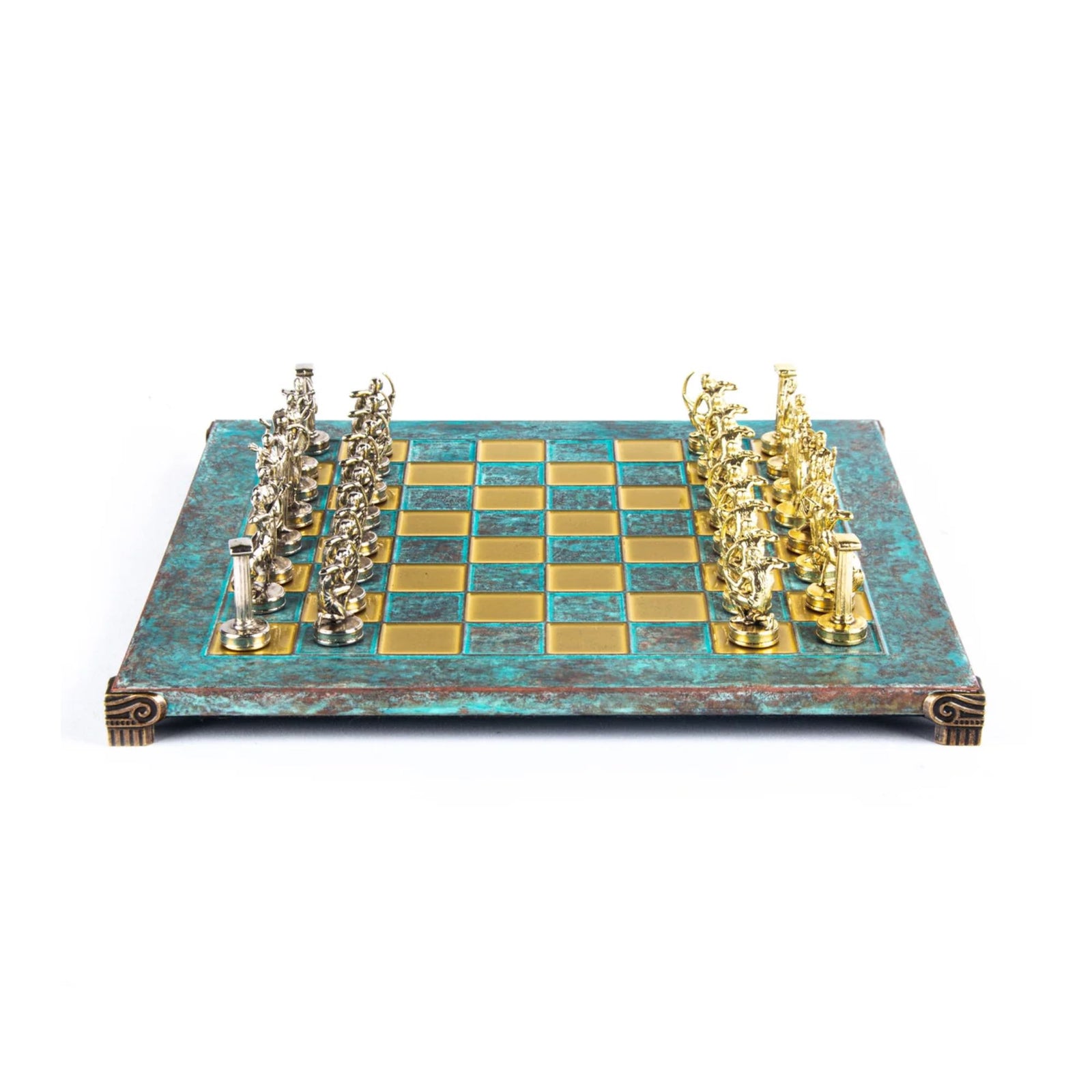 Manopoulos Labours of Hercules chess set medium, turquoise