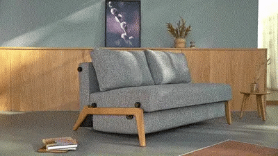 Innovation Living Cubed 160 Wood sofa bed, 216 flashtex dark grey