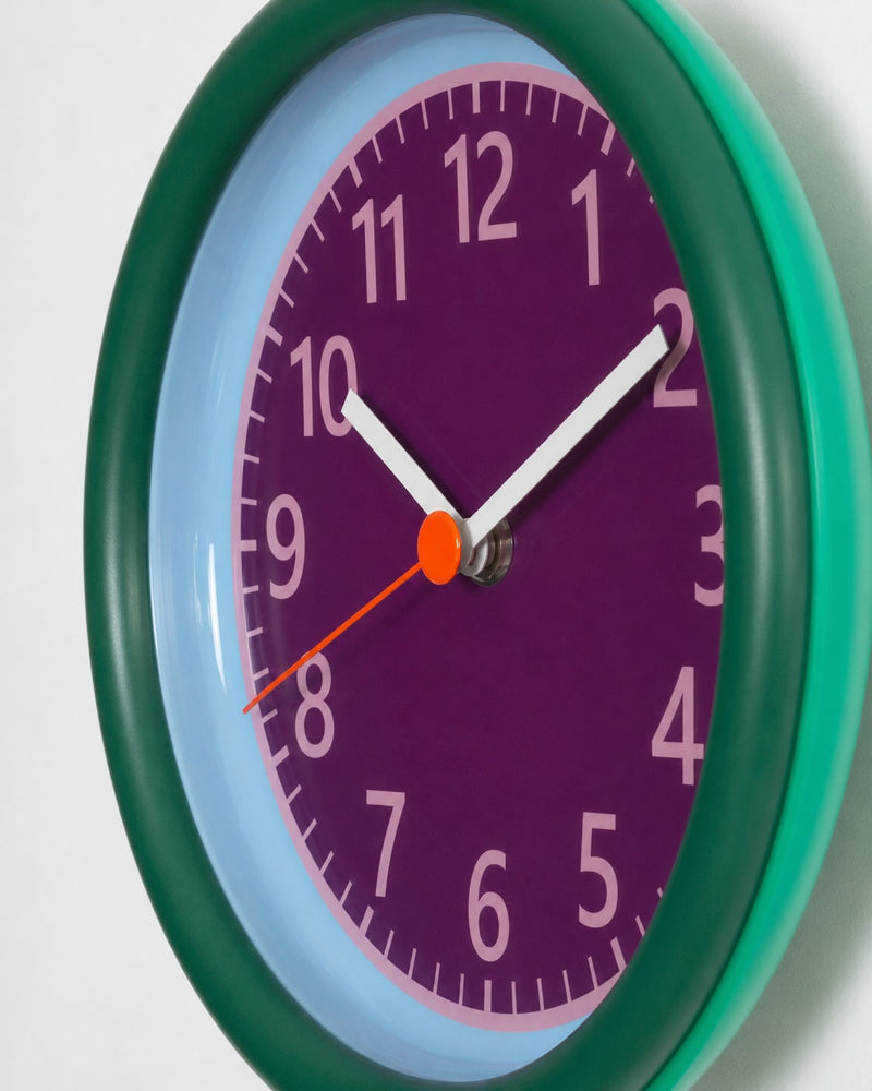 Sowden wall clock, purple/green