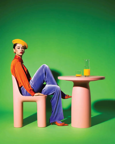 Qeeboo Toto table ø70, glitter mango