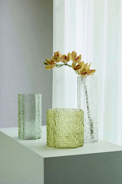 Hubsch Triple vases set-of-3, green/clear