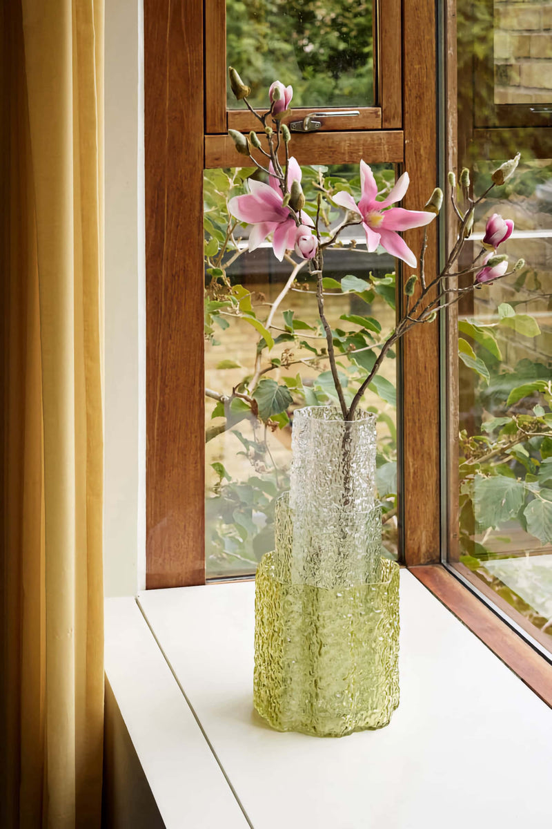 Hubsch Triple vases set-of-3, green/clear