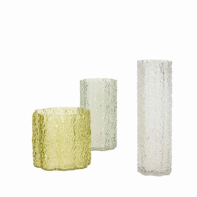 Hubsch Triple vases set-of-3, green/clear