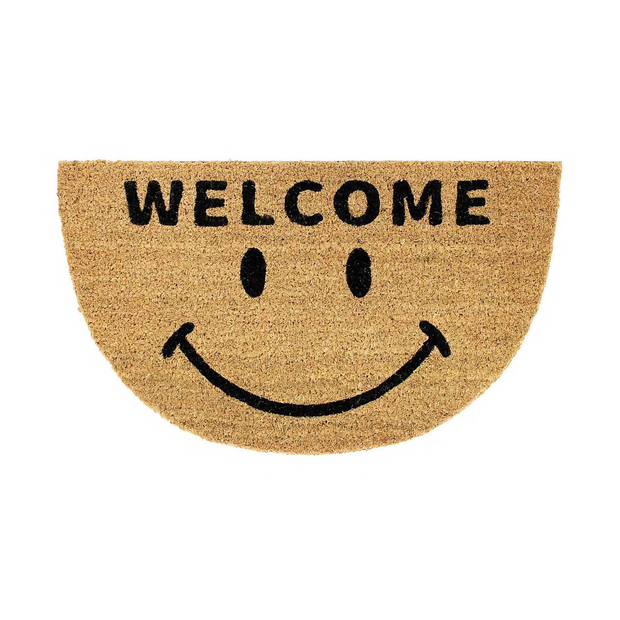Semi-circular Smiling welcome mat, natural