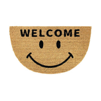 Semi-circular Smiling welcome mat, natural