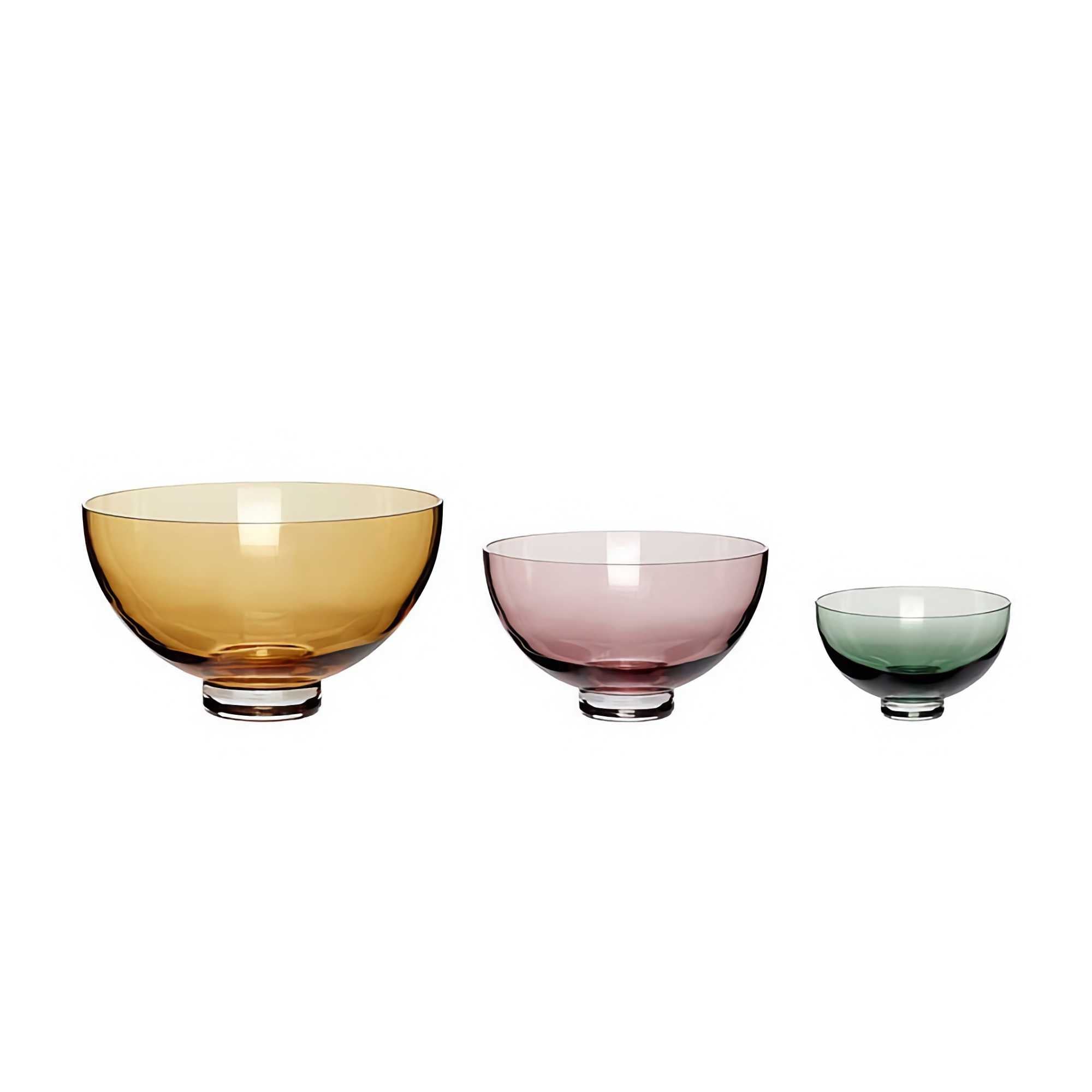 Hübsch Radiant Bowls, Beige/Rose/Green (set of 3)