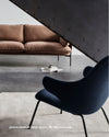 &Tradition Catch JH14 lounge chair, black leather (CA-MO Silk Aniline Leather)