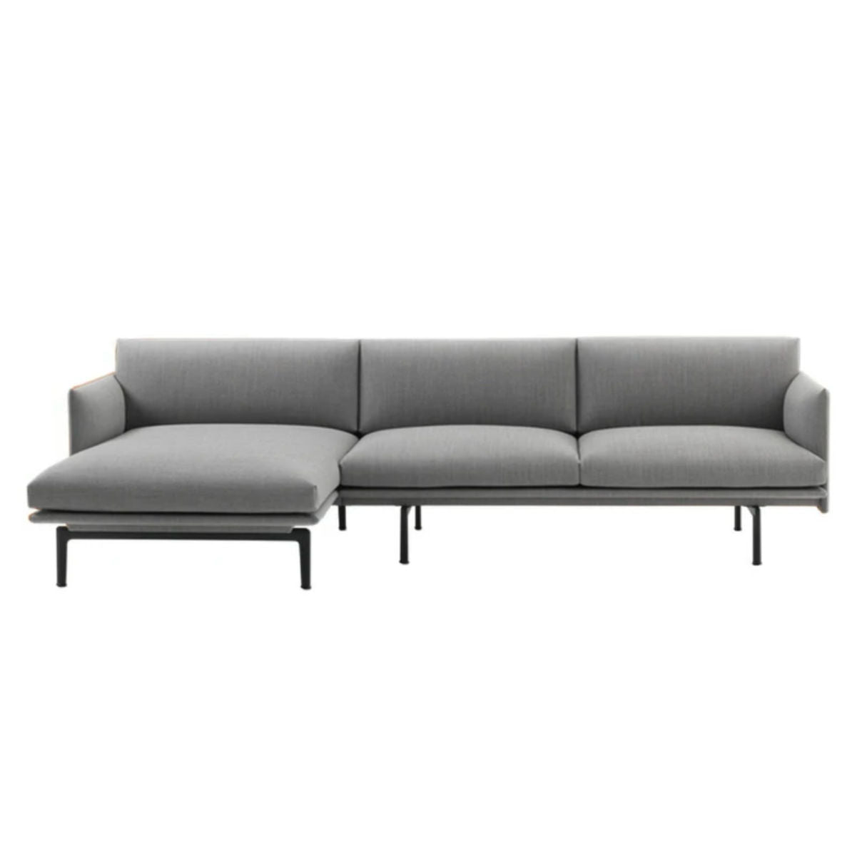 Muuto Outline Sofa  chaise longue left, Black Base w263xd142xh71cm