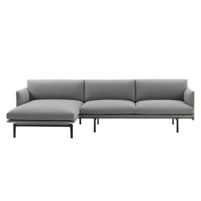 Muuto Outline Sofa Chaise Longue Left, Black Base w263xd142xh71cm