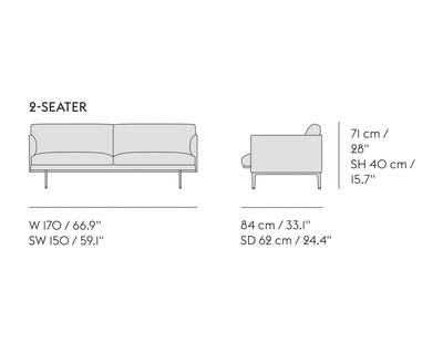 Muuto Outline Sofa 2-Seater, Refine Leather Cognac/Black w170xd84xh71cm