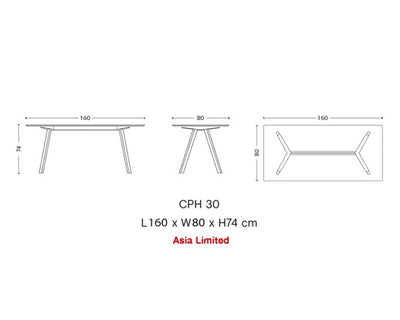Hay CPH30 table, grey/lacquered oak (160x80 cm)