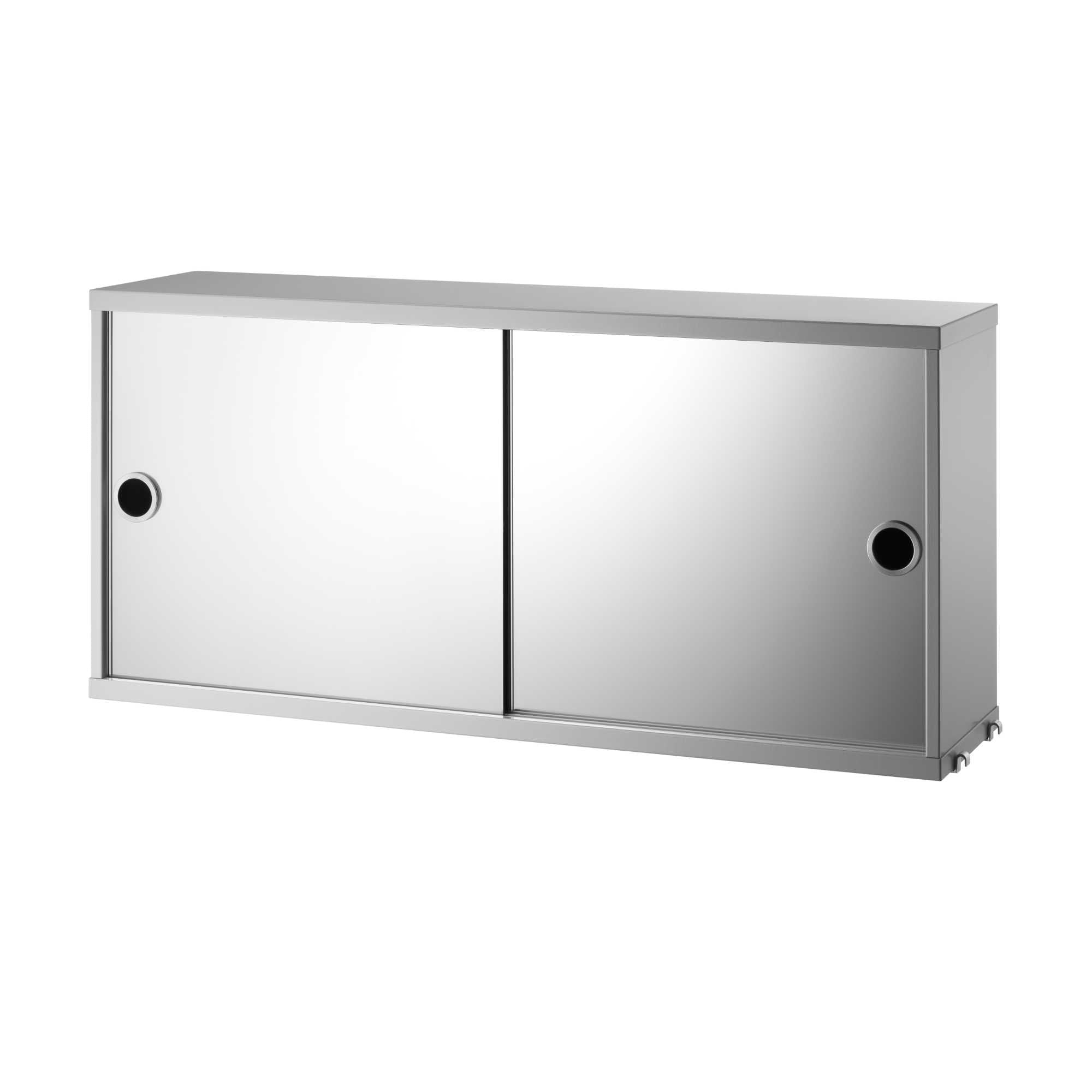 String Cabinet with Two Mirror Doors w78 x d20 x h37, grey
