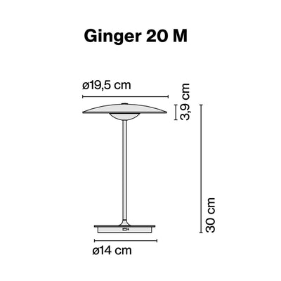 Marset Ginger 20 M rechargeable lamp, oak/white