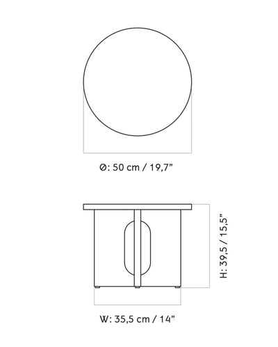 Audo Androgyne Side Table, Kunis Breccia Stone/Natural Oak (ø50cm)