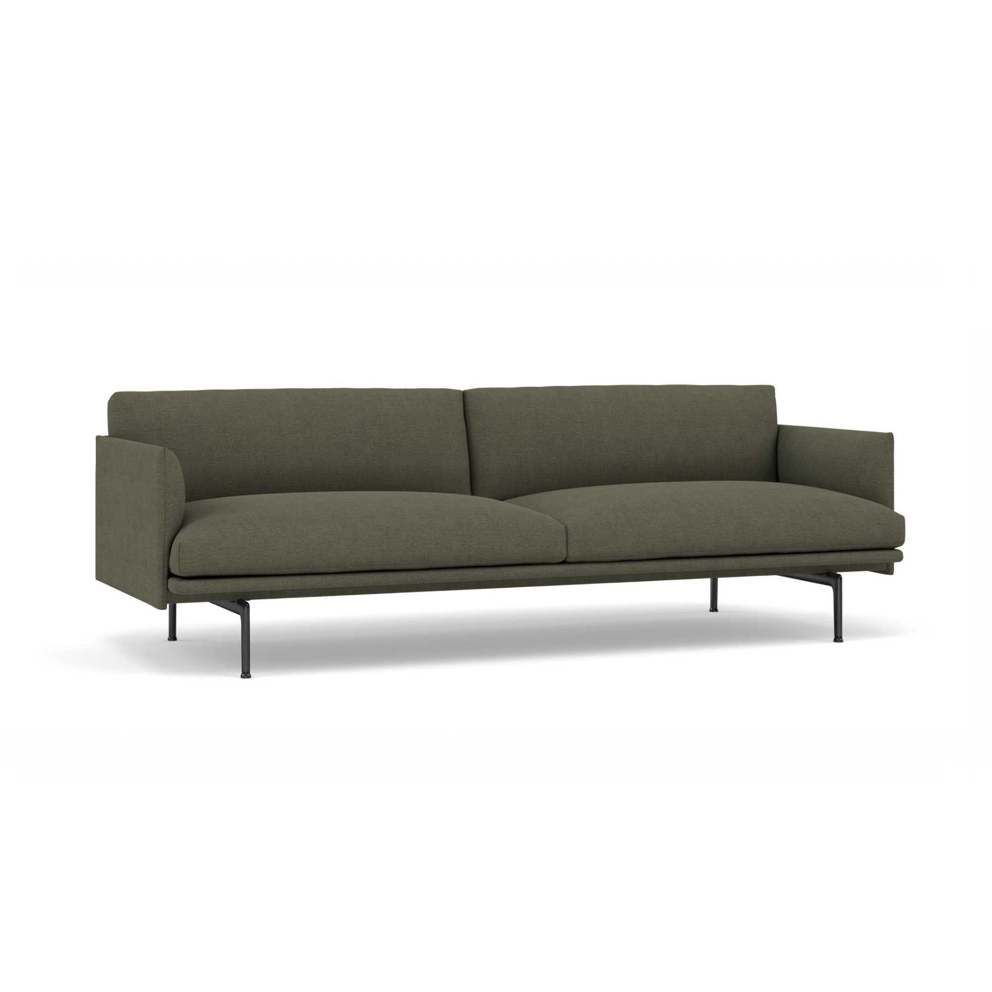 Muuto Outline Sofa 3-Seater, Fiord961/Black w220xd84xh71cm
