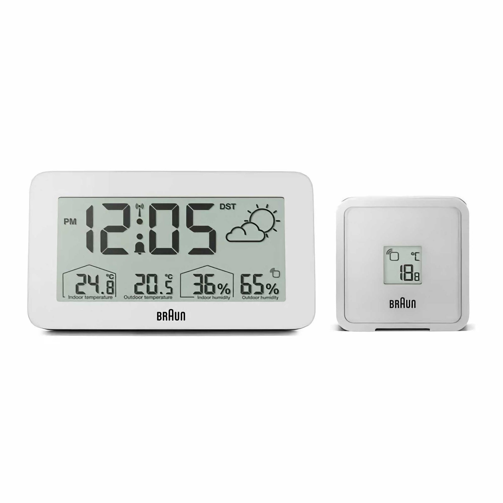 Braun Radio Controlled Digital Weather Station clock, white