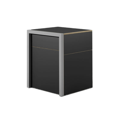 Alwin's Space Box W. Door Extendable Table , Super Matt Black/Beech Laminated Veneer